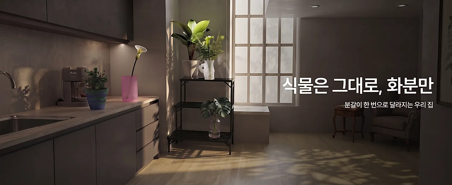 식물은 그대로, 화분만